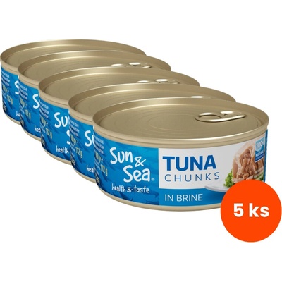 Sun & Sea Tuňák kousky ve vlastní šťávě 5 x 160 g