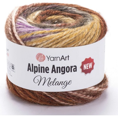 YarnArt Pletací příze YarnArt ALPINE ANGORA MELANGE 6410 hnědý melír, efektní, 150g/150m