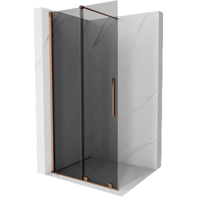Mexen Velar плъзгаща се душ-преграда Walk-in 90 x 200 cm, графит 8 mm, розово злато (871-090-000-43-60)
