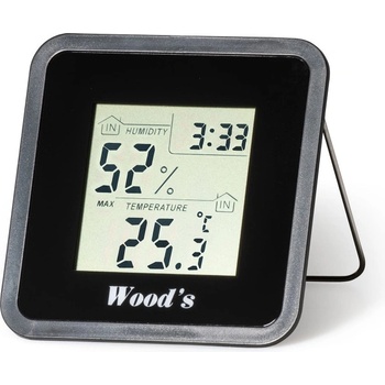 Wood's Хигрометър Woods WHG1, 20-95% влажност, 0-50C, Функция календар, Черен (WHG1)