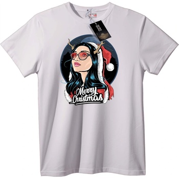 NOONEBRAND Коледна тениска с еленови рога - S, White