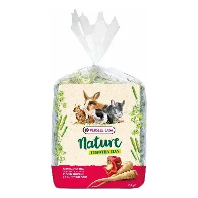Versele-Laga Timothy Hay Bell Pepper & Parsnip - Основна храна за зайци, морски свинчета, чинчили и дегута, сено с чушка и пъщарнак, 500 гр
