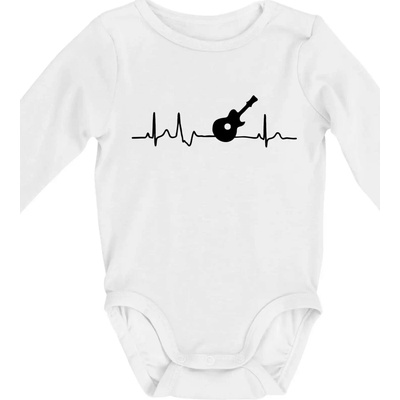 EKG akustická gitara Body dojčenské s dlhým rukávom dlouhý rukáv biele
