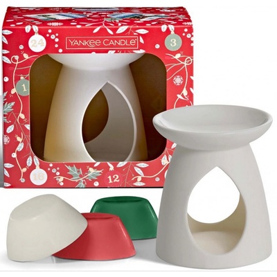 Yankee Candle dárková sada Countdown to Christmas 1 ks aromalampa + 3 ks vonný vosk + 1 ks čajová – Sleviste.cz