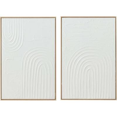Set dvou bílých abstraktních obrazů J-line Dully 90 x 60 cm