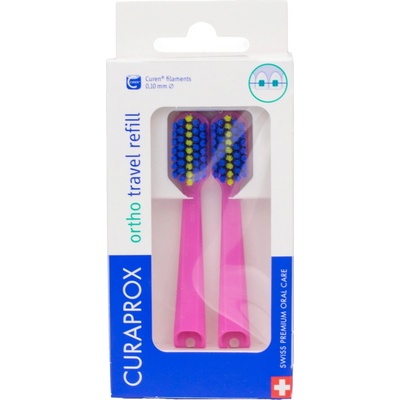 Curaprox Travel set Ružový Náhradná hlavica 2 ks