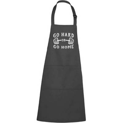 Dobrý Triko Zástěra s potiskem Go hard Antracitová