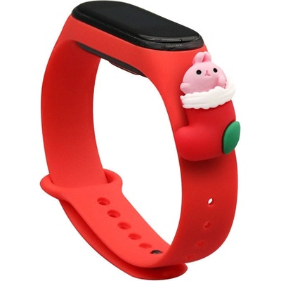 HQWear Резервна силиконова каишка Strap Xmas за Xiaomi Mi Band 4/Mi Band 3, Червен-Дядо Коледа1 (10022246)
