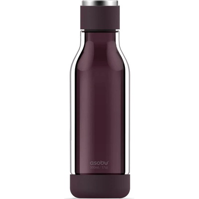 Asobu 500 мл тъмно червена двустенна бутилка от стъкло-тритан asobu от серия inner peace