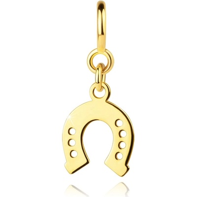 Šperky Eshop Náramek s přívěskem ze zlata podkova s kulatými výřezy pérový kroužek S3GG250.44