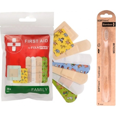 FIRST AID by FIXAplast náplasti 36ks MIX - FAMILY + zubná kefka GRÁTIS