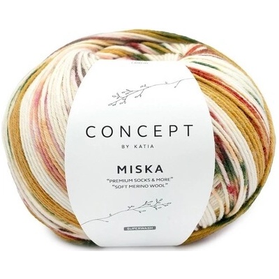 MISKA SOCKS Katia Farby MISKA: 102 hnedá-ružová-žltá