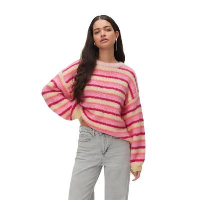 Блуза Vero moda Maybe Stripe O-Neck sweater - Pink (Chintz Rose / Golden Haze / Pink Cosmos / Coral Paradise / Jazzy)