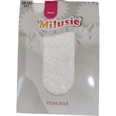 Detské pančuchy silonové biele 40 den strieborné bodky Princessa