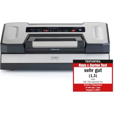 CASO Design VRH 790 advanced Pro - vacuum sealer, vacuum sealing device, test rating Very Good, 200 vacuum sealing processes non-stop, with patented CASOTEK Liquid function, double weld seam, including vacuum bag - 1528