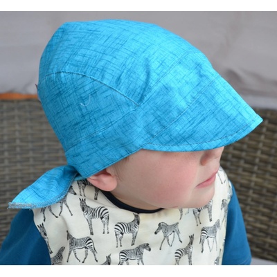 plátěná čepice pirátka s kšiltem modrá žíhaná