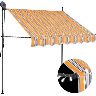 zahrada-XL Ručně zatahovací markýza s LED světlem 150 cm žlutomodrá