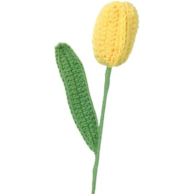 ANNAM Háčkovaná květina Tulipán tmavě žlutý, 4 × 41 cm