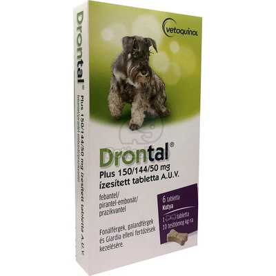 Drontal ® Plus 150/144/50 mg ароматизирани таблетки A. U. V. 6 таблетки