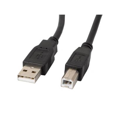 Lanberg USB-A (M)-USB-B (M) 2.0 кабел, 1 м, черен CA-USBA-10CC-0010-BK (CA-USBA-10CC-0010-BK)