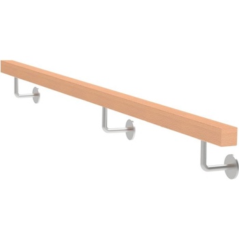 Umakov Drevené madlo BUK - CINK a nerezové držiaky, JP40x40mm/L2000mm WBJP/M-2000-CINK