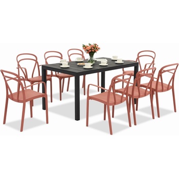 BICA Комплект градински мебели King/Vague в антрацитно червено за 8 души Bica (BC440ANT-8xBC312RE)