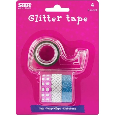 Sense Блестящо декоративно тиксо Sense - Washi Tape, 4 броя, с държач (28057)