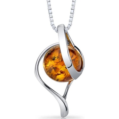 Eppi Strieborný elegantný prívesok s jantárom Kenley P31840