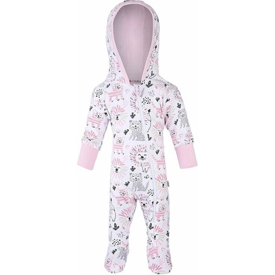 LITTLE ANGEL Overal podšitý dlhý rukáv Outlast® biela levy ružová baby
