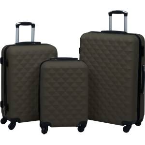 vidaXL Комплект твърди куфари с колелца, 3 бр, антрацит, ABS (92417)