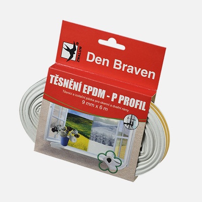Den Braven Samolepiace tesnenie P-profil z EPDM gumy, biela, 9 x 5,5 mm, 6 m