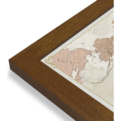 Maps International Svět - nástěnná mapa Antique 136 x 84 cm Varianta: mapa v dřevěném rámu, Provedení: Pegi tmavý ořech
