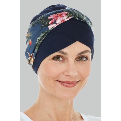 Aradesa dámský turban s páskem tmavě modrý
