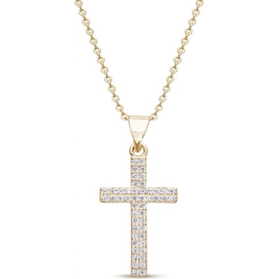 Ellami Pozlacený řetízek 14k s křížkem a zirkony 3002131