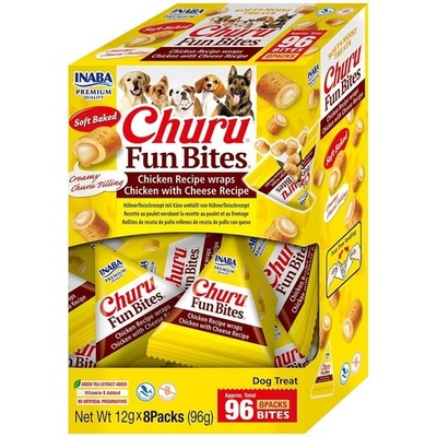 INABA Dog Churu Fun Bites Chicken with Cheese wrapy s kuřecím masem a sýrem 8 x 12 g