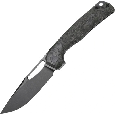FerraMonster Ferrox M390 Black Stonewash with Green CF + Titanium handle FM23006-C