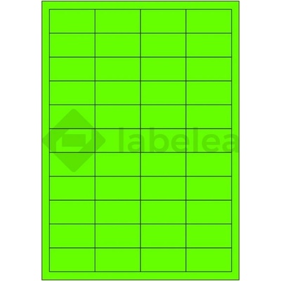 Labelea Samolepiace etikety 48,5x25,4 mm signálne farebné papierové, na hárku A4, pre laserovú tlač, Farba etikiet Signálna zelená, Počet hárkov v balení 100 EPY048025SG044S