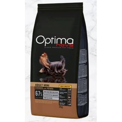 VISAN Optima nova adult mini chicken & potato (пиле и картофи) 70% месо grain free, Хипоалергична, Суперпремуим храна за кучета над 10 месеца 8 кг