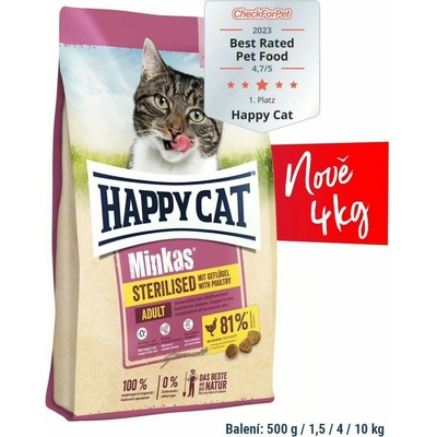Happy Cat Minkas Sterilised Poultry 4 kg