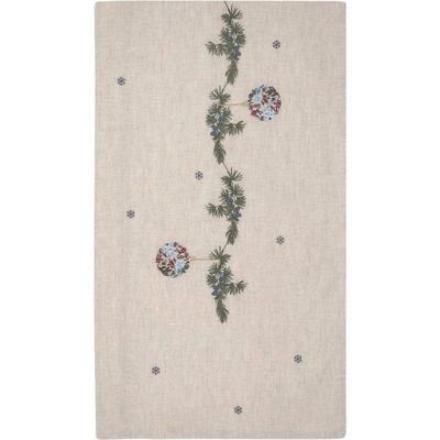 GREEN GATE Běhoun s výšivkou Joelle White 45x140 cm přírodní barva