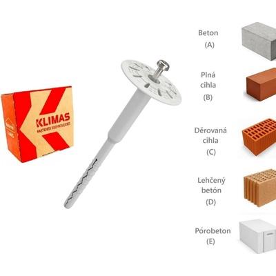 KLIMAS Wkret-met ThermoDrive-V2 Talířová hmoždinka s kovovým šroubem Ø8 mm 355 mm - 100 ks