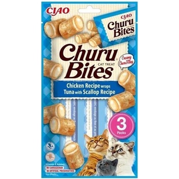 Inaba Churu Bites Cat Kura s tuniakom a hrebenatkou 3 x 10 g