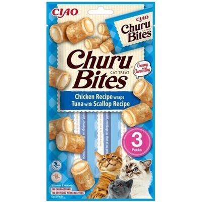 Inaba Churu Bites Cat Kura s tuniakom a hrebenatkou 3 x 10 g