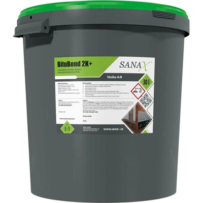 Sanax Bitumenová, hydroizolační 2K stěrka plněná polystyrenem | BituBond 2K+ - 3kg/4,2ltr