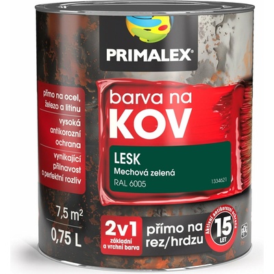 Primalex Antikorózna farba na kov 2v1 0,75 l machová zelená Lesk