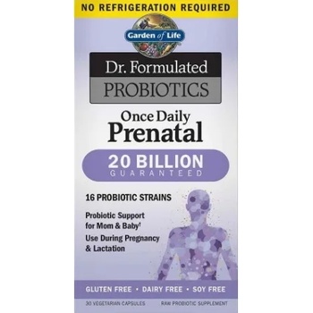 Garden of Life д-р Формулирани пробиотици веднъж дневно пренатално (пробиотици за бременни жени, кърмачки), 16 щама, 20 милиарда cfu, 30 растителни капсули