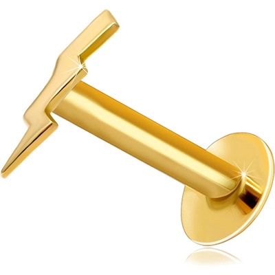 Šperky eshop piercing do rtu a brady ze žlutého zlata motiv blesku S2GG206.41