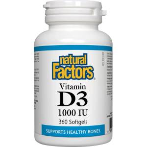 Natural Factors Vitamin D3, 1000 IU, 360 капсули, Natural Factors