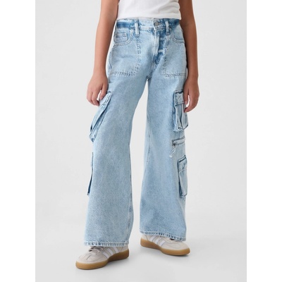 GAP Dětské cargo baggy džíny Mid Rise Modrá – Zboží Dáma