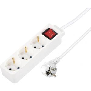 Hama Разклонител 3 гнезда, 1.4м, бял с бутон за вкл/изкл (hama-137322) - itmode